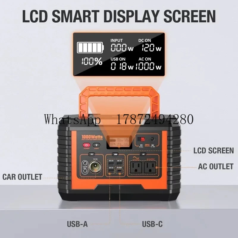 Portable Power Station 1000W - 1000W Camping Solar Generator EBL 270000mAh