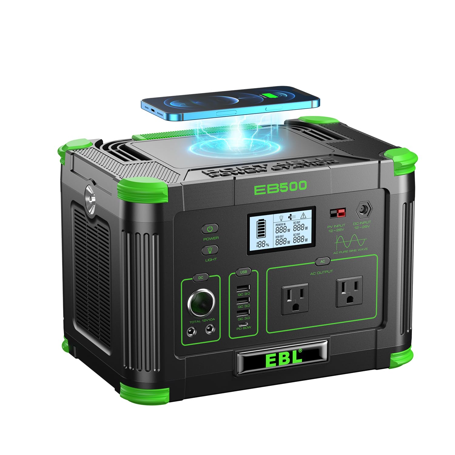 Portable Power Station 1000W Pure Sine - Portable Power Station 500W Peak 1000W