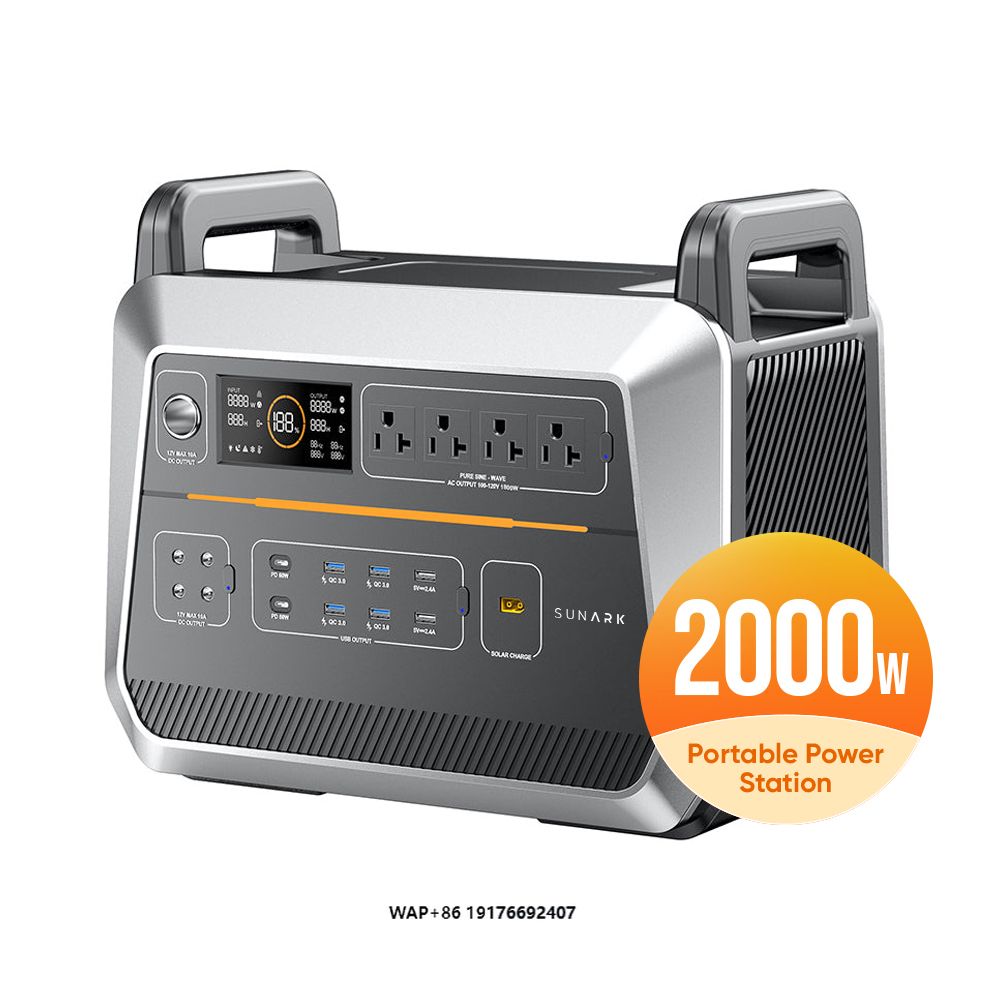 Portable Power Station 2000W Lifepo4 - Sunark AC Output 110V Portable Solar