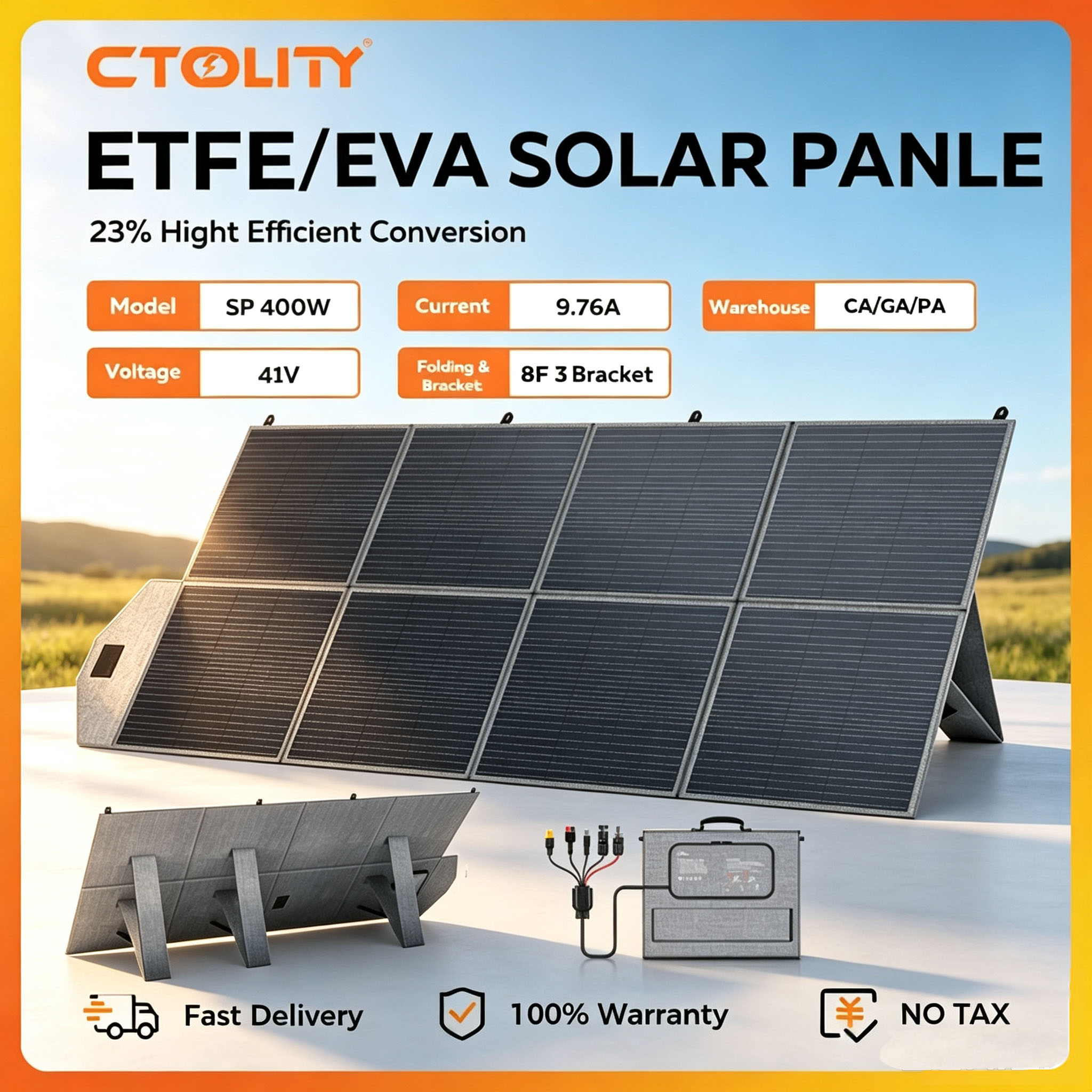 Solar Generator Kit 400W Complete - CTOLITY 400W Solar Panel Portable Solar