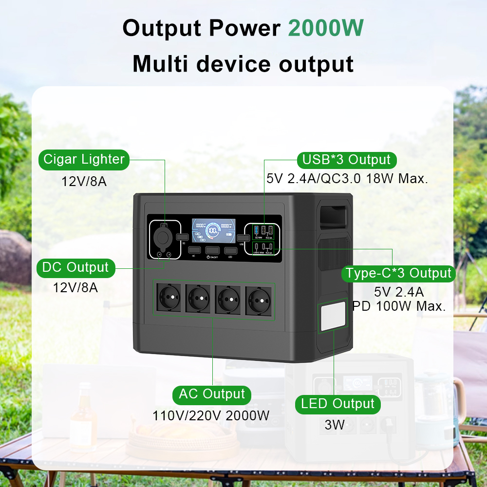 2000W Lifepo4 Battery Camping  - Portable Power Station 2000W Lifepo4 review and price