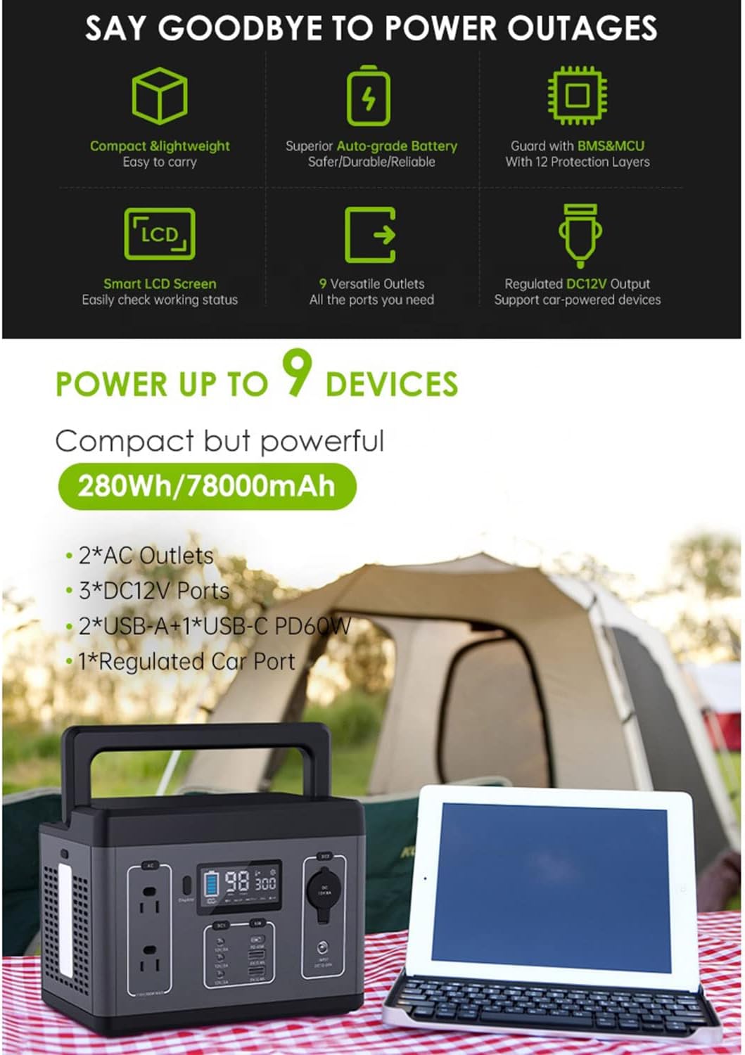 Portable 500W Power Station 56 - Portable Power Station 500W review and price